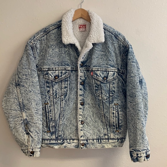 Vintage‎ 1980's Levi's San Francisco Sherpa Lined Denim Jacket Made in the USA L - Picture 1 of 9